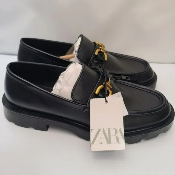 NWT Zara Lug Sole Geniune Leather Loafer - Picture 5 of 9
